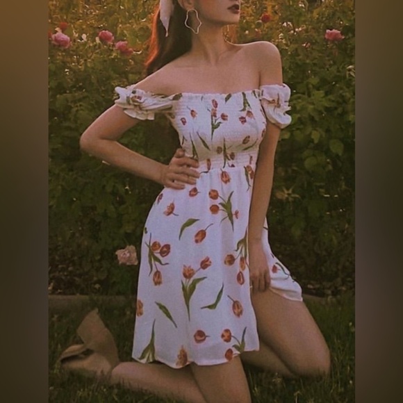 Reformation Orangerie Mini Dress Tulip Bianca Size Medium - Picture 2 of 8